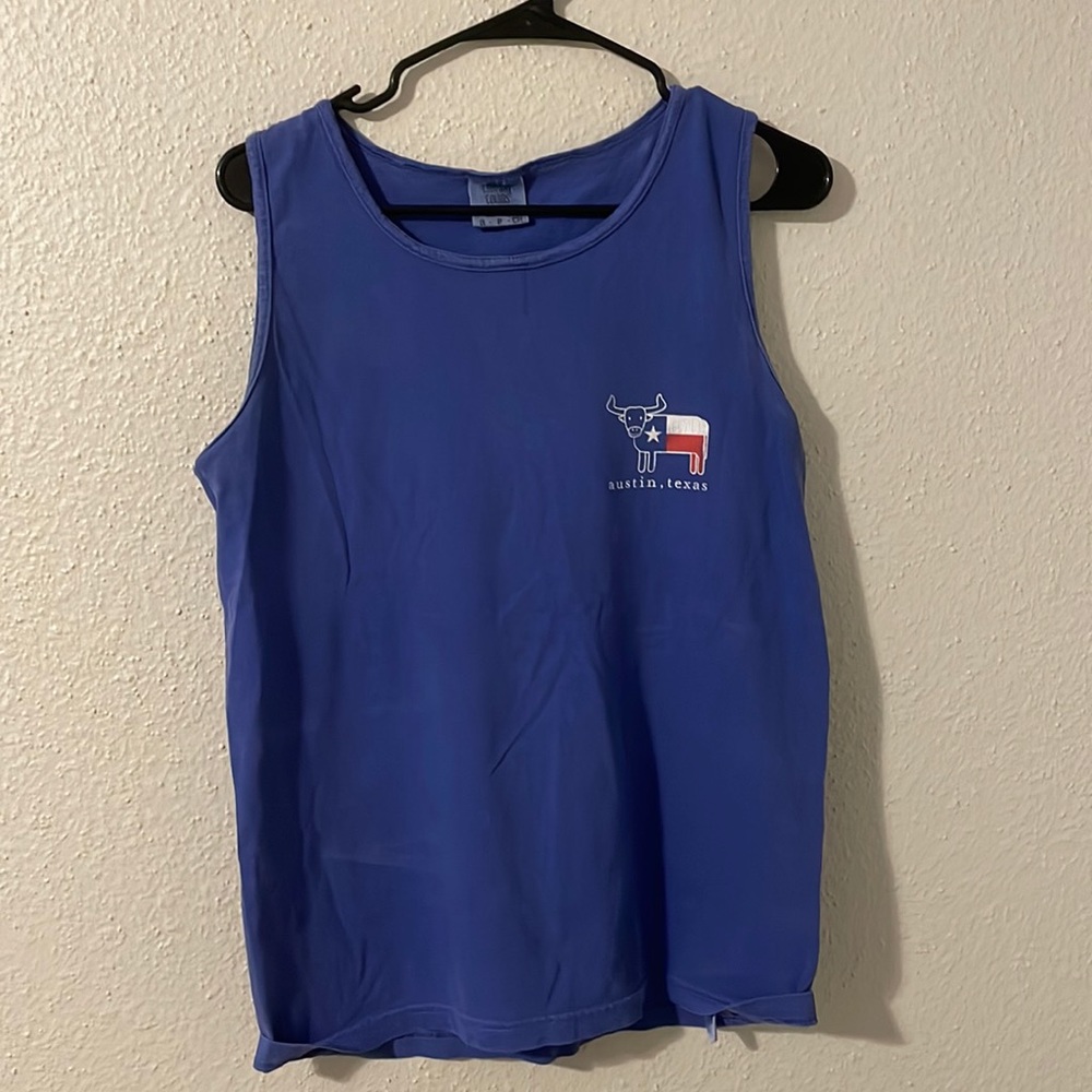 Comfort Colors Blue Austin TX Longhorns Muscle Tanktop